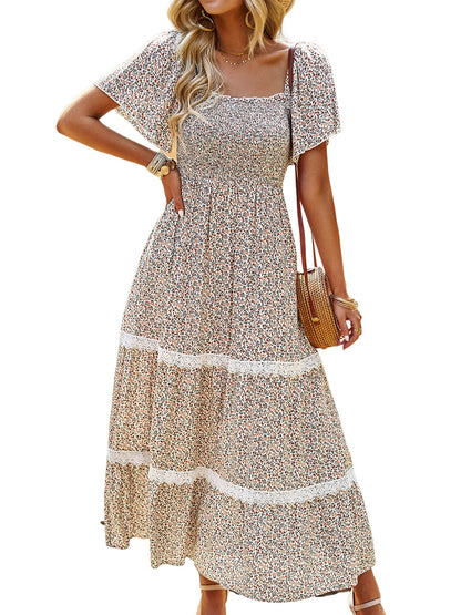 Midi Dresses - Temperament Polka Dot Loose Short Sleeved Midi Dress - MsDressly