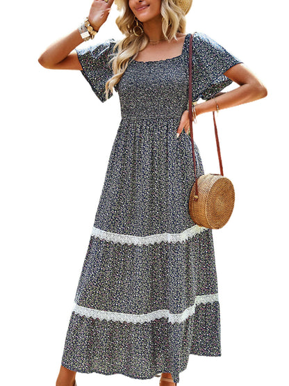 Midi Dresses - Temperament Polka Dot Loose Short Sleeved Midi Dress - MsDressly