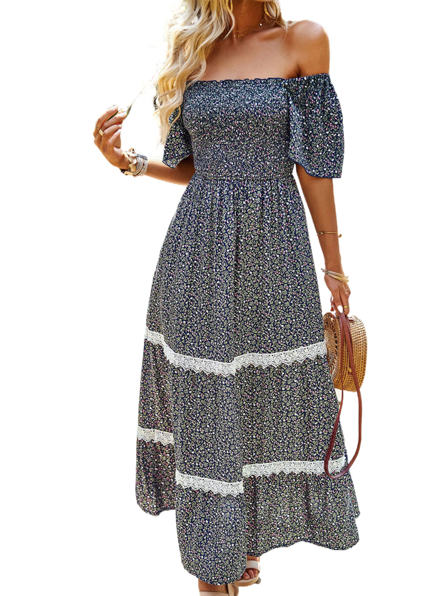 Midi Dresses - Temperament Polka Dot Loose Short Sleeved Midi Dress - MsDressly