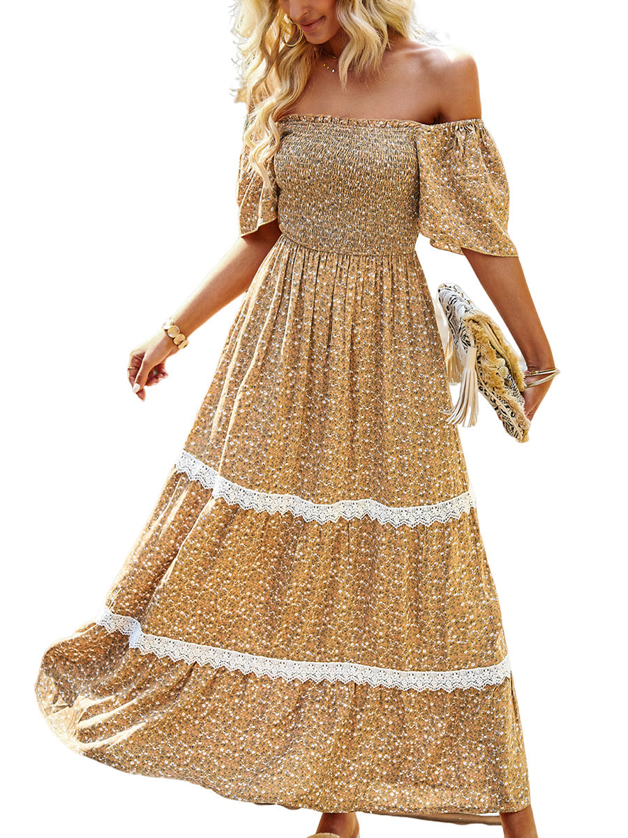 Midi Dresses - Temperament Polka Dot Loose Short Sleeved Midi Dress - MsDressly