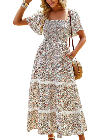 Midi Dresses - Temperament Polka Dot Loose Short Sleeved Midi Dress - MsDressly