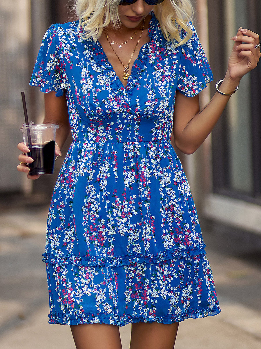 Mini Dresses - Temperament Commuting Floral Sexy Mini Dress - MsDressly