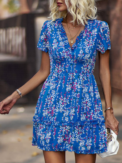Mini Dresses - Temperament Commuting Floral Sexy Mini Dress - MsDressly