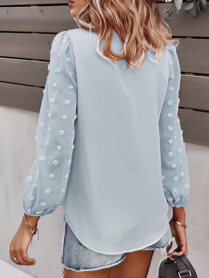 Blouses - Long-sleeved Casual V Neck Solid Blouse - MsDressly