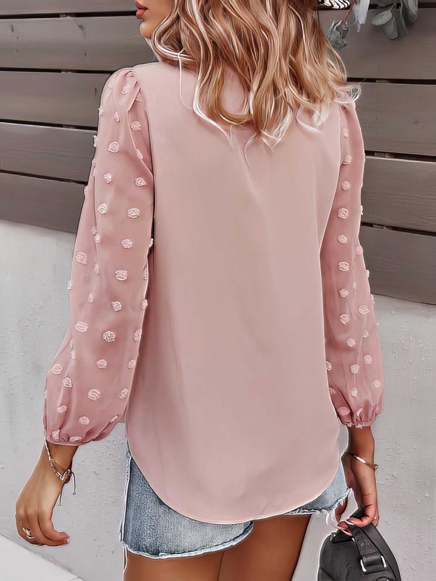 Blouses - Long-sleeved Casual V Neck Solid Blouse - MsDressly
