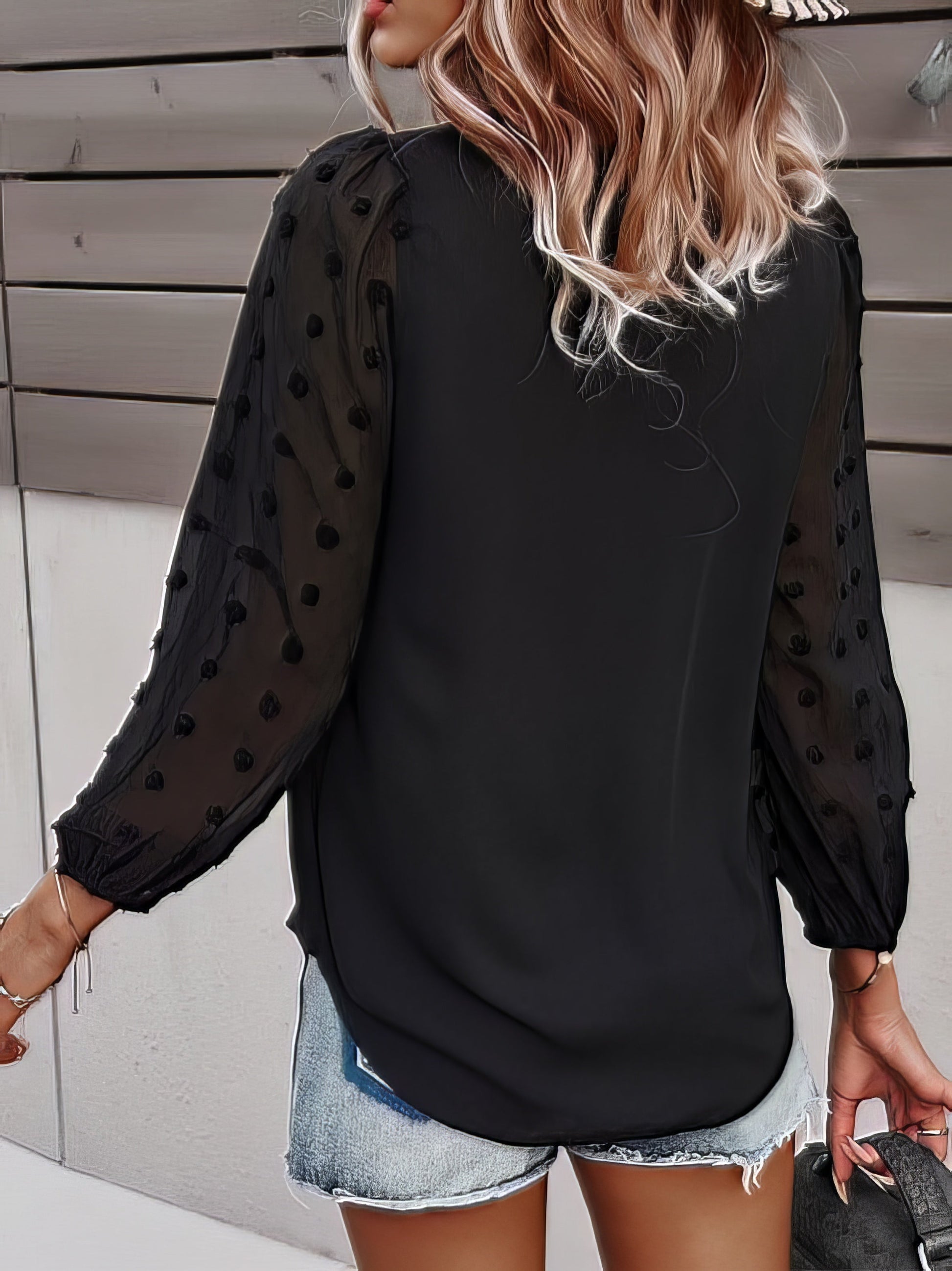 Blouses - Long-sleeved Casual V Neck Solid Blouse - MsDressly