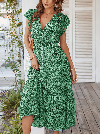 Midi Dresses - Sexy Floral Tie Waist Casual Midi Dress - MsDressly