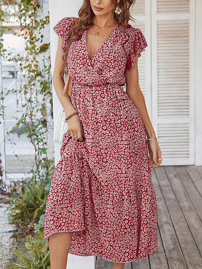 Midi Dresses - Sexy Floral Tie Waist Casual Midi Dress - MsDressly