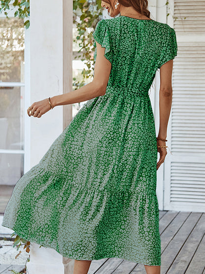 Midi Dresses - Sexy Floral Tie Waist Casual Midi Dress - MsDressly