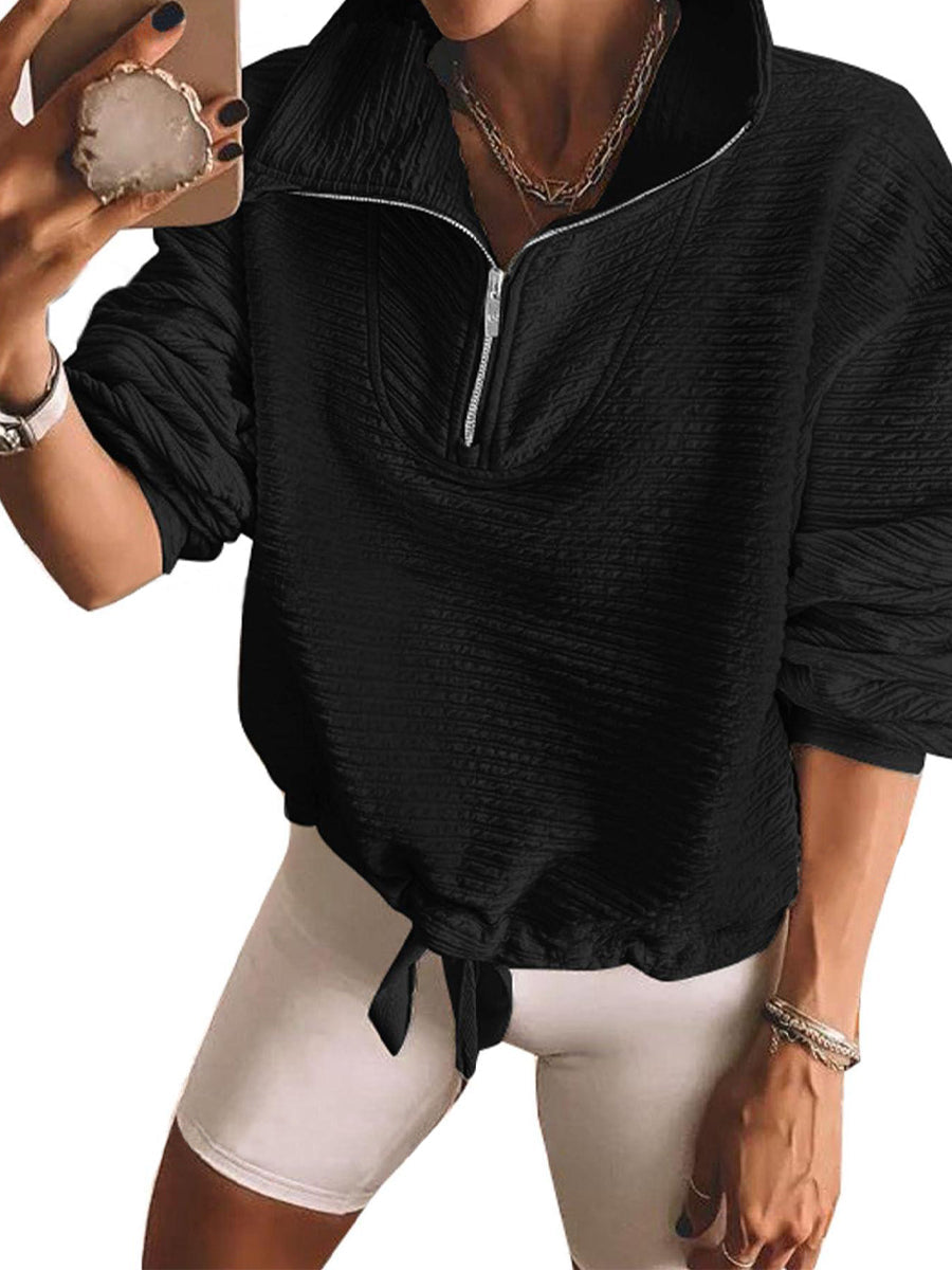 Hoodies - Casual Lapel Drawstring Loose Pullover Trendy Long Sleeve Hoodie - MsDressly