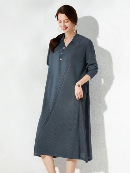 Midi Dresses - Temperament Slim V Neck Loose Midi Dress - MsDressly