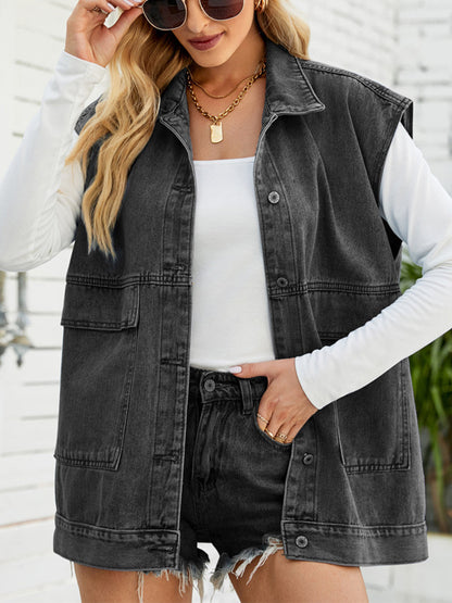 Tops Fashion Trend Denim Sleeveless Tank Top