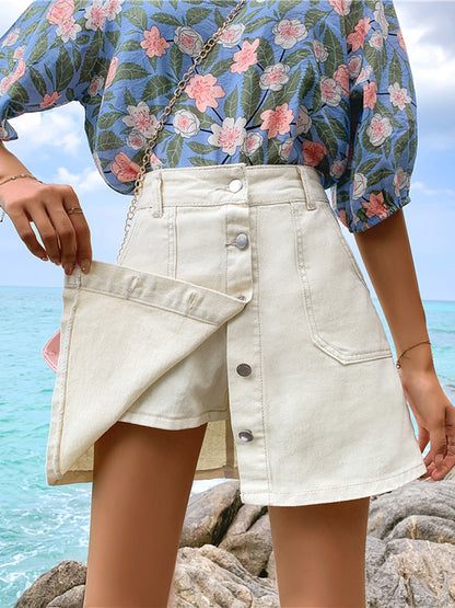 Mini Dresses - Hem Button Down Midi Jeans Mini Dress - MsDressly