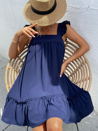 Mini Dresses - Vacation Beach Loose Sleeveless Mini Dress - MsDressly