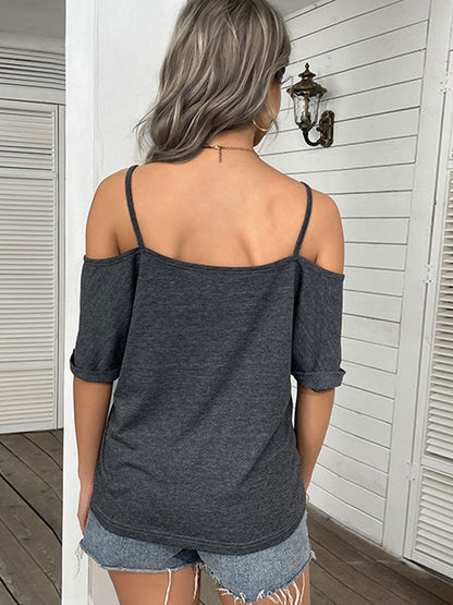 Tank Tops - Tops Casual Solid Color Strapless One Shoulder Tank Top - MsDressly