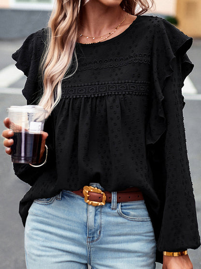 Blouses - Loose Casual Comfortable Commuting Long Round Neck Blouse - MsDressly