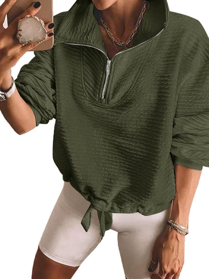 Hoodies - Casual Lapel Drawstring Loose Pullover Trendy Long Sleeve Hoodie - MsDressly