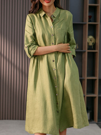 Midi Dresses - Elegant French Show Thin Solid Color Midi Dress - MsDressly