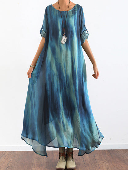 Midi Dresses - Literary Retro Elegant Big Swing Midi Dress - MsDressly