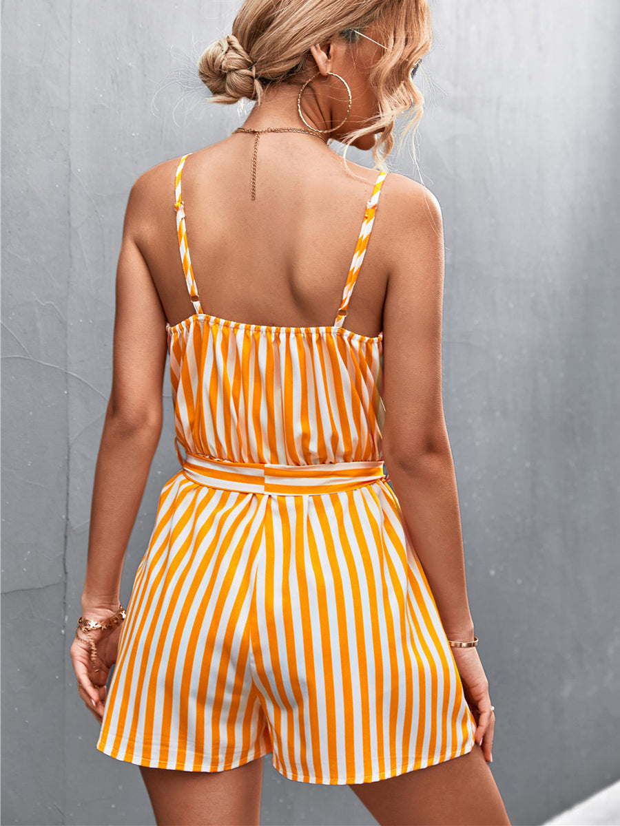 Jumpsuits - Fashion Sexy Striped Trendy V-Neck Jumpsuit - MsDressly
