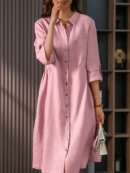 Midi Dresses - Elegant French Show Thin Solid Color Midi Dress - MsDressly