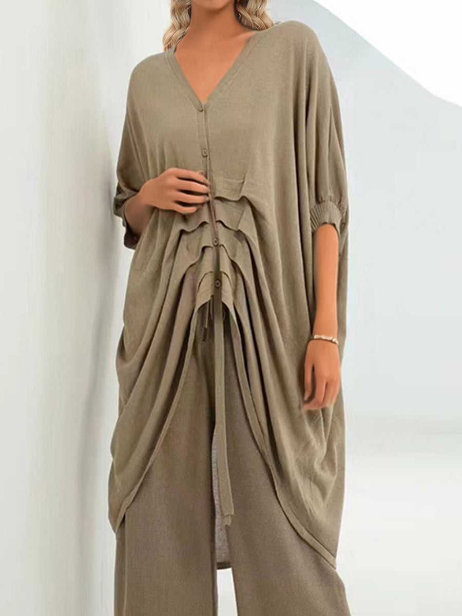 Loose Fashion Silk Pleated Lrregular T-Shirt