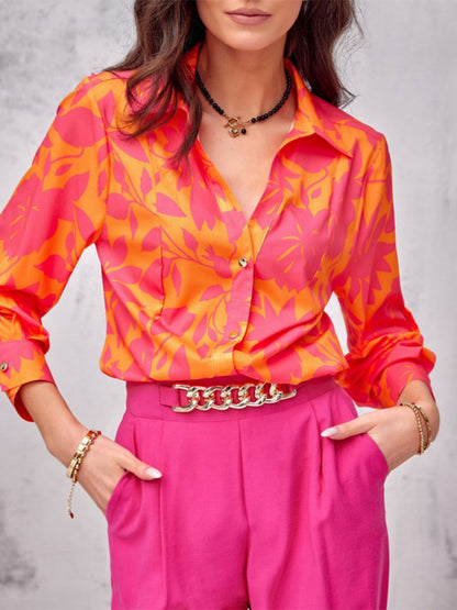 Blouses - Loose And Elegant Printed Breasted Blouse - MsDressly