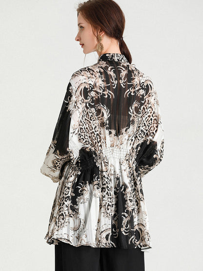 Plus Blouses - Size Curve Blouses Fashion Western Style Print Waist Blouse - MsDressly