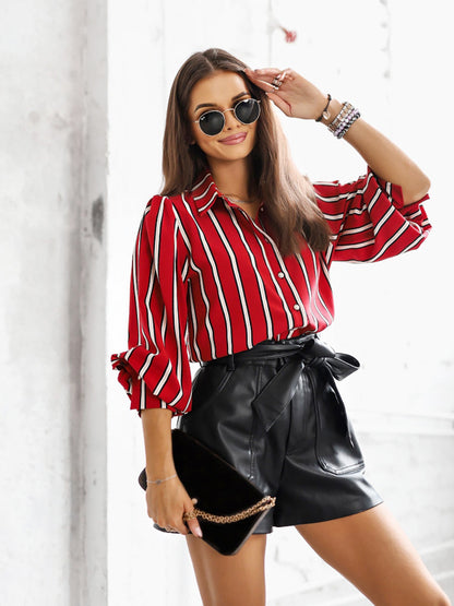 Striped Long Sleeve Loose Comfortable Casual Blouse