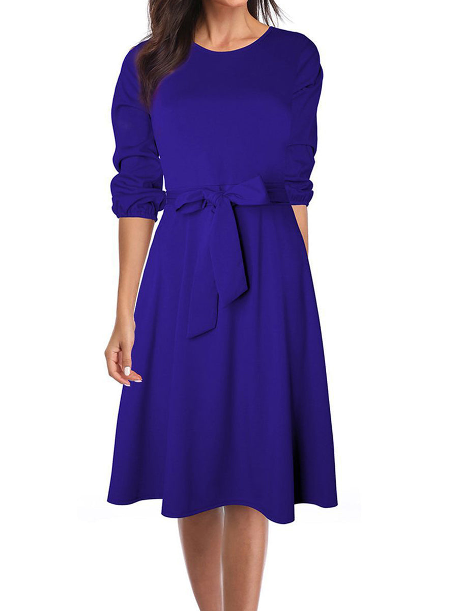 Midi Dresses - Elegant Work Sheath Long Sleeve Midi Dress - MsDressly