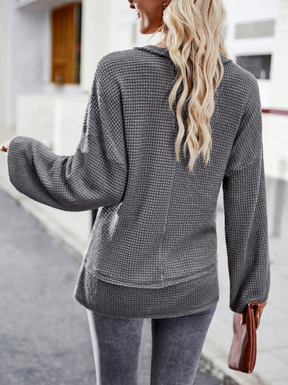 Blouses - Comfortable Casual Solid Color Stitching V Neck Blouse - MsDressly