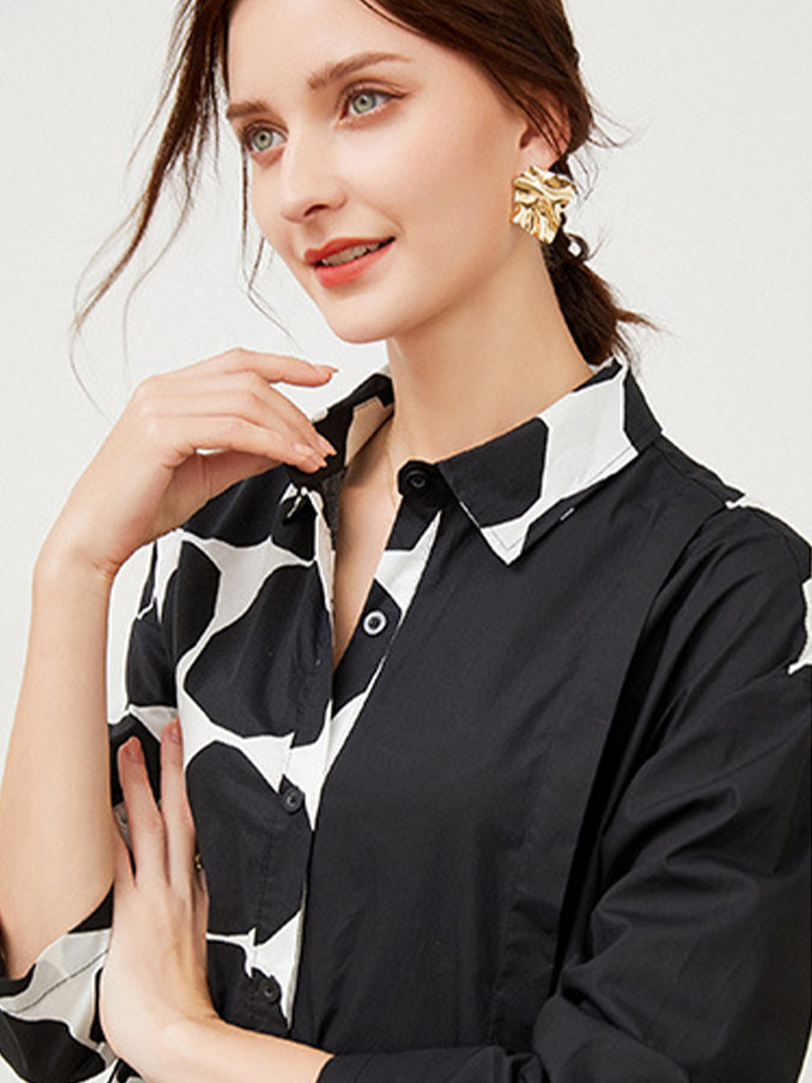 Plus Midi Dresses - Size Curve Dresses Plus Size Loose Elegant Floral Pattern Stitching Midi Dress - MsDressly