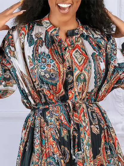 Mini Dresses - Print Fashion Lace Casual Long Sleeve Mini Dress - MsDressly