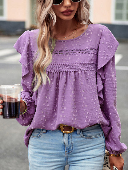 Loose Casual Comfortable Commuting Long Round Neck Blouse