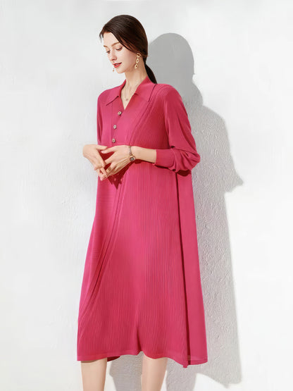 Midi Dresses - Temperament Slim V Neck Loose Midi Dress - MsDressly