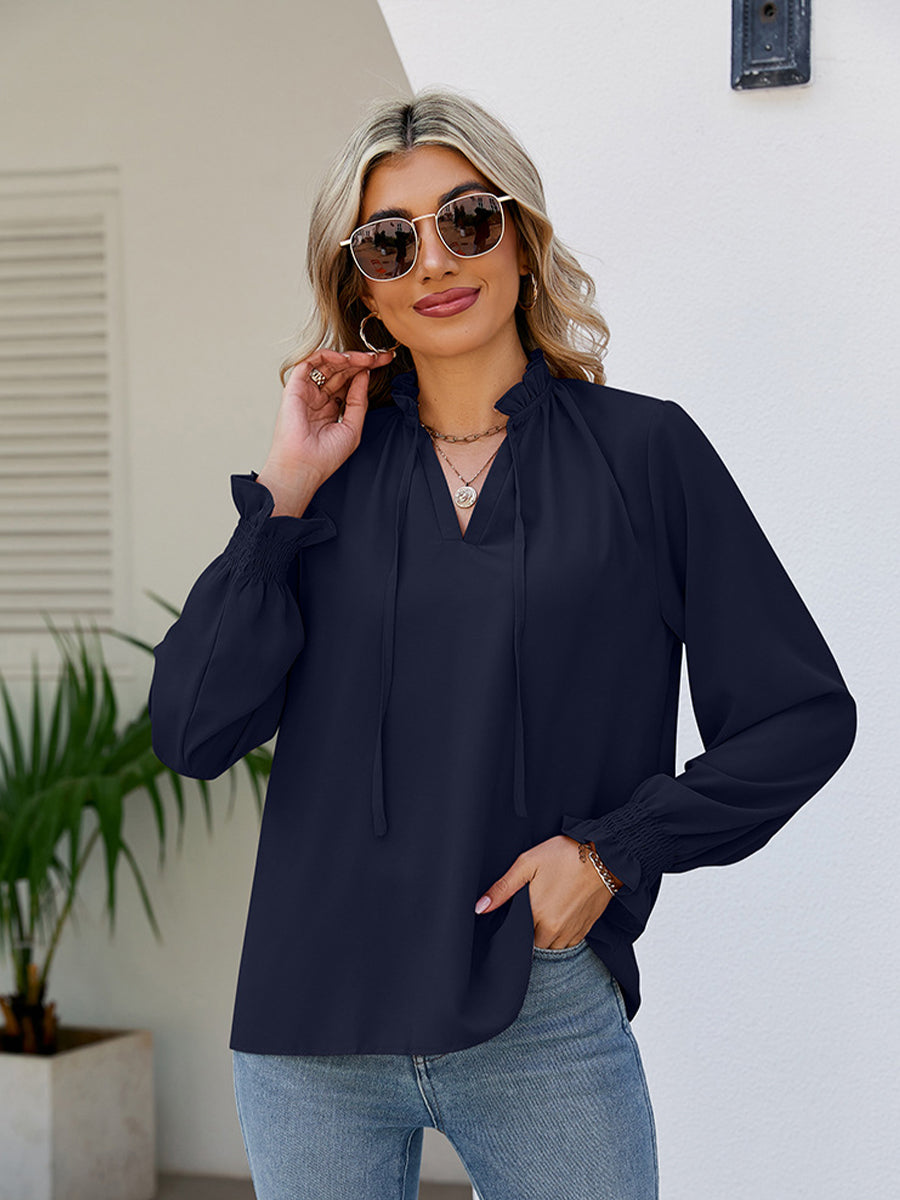 Blouses - V Neck Bandal Soft Fashionable Blouse - MsDressly