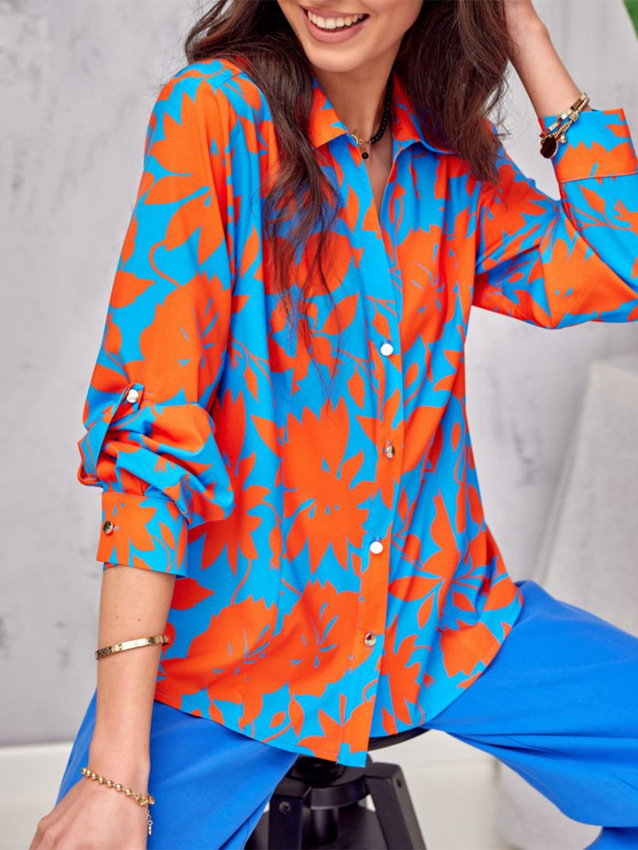 Blouses - Loose And Elegant Printed Breasted Blouse - MsDressly