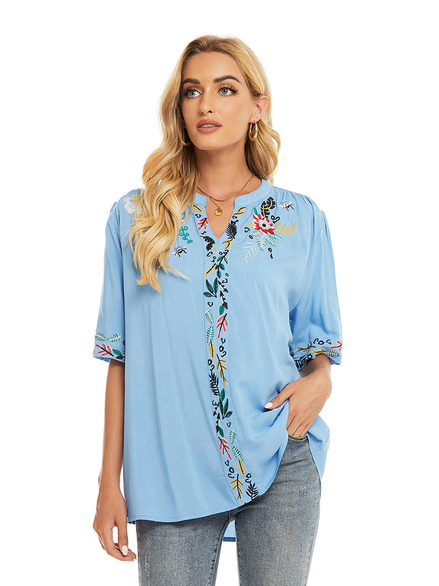Blouses - Fashion Embroidery Temperament Commuter Blouse - MsDressly