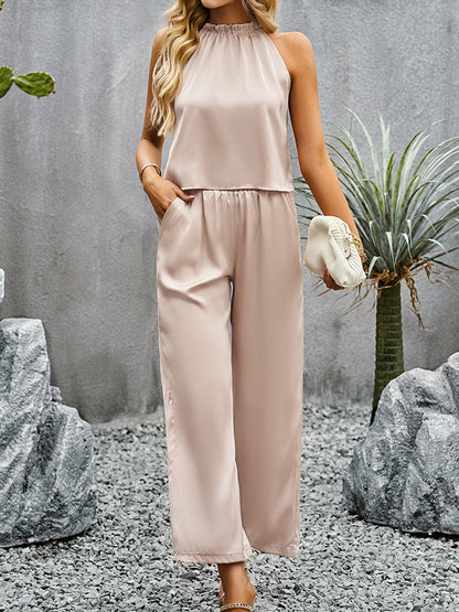 Sets - Grecian Neck Sleeveless Pocketed Set - MsDressly