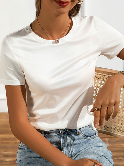 T-Shirts - V Neck Short Sleeve Tee T-Shirt - MsDressly