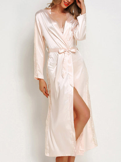Pajamas - Tie Loose Sexy Solid Color Long Pajama - MsDressly