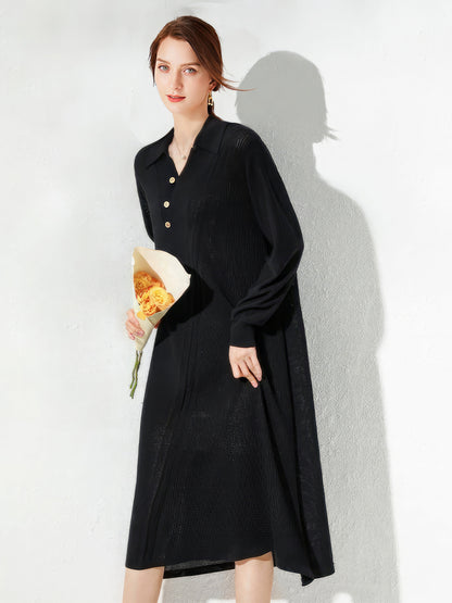 Midi Dresses - Temperament Slim V Neck Loose Midi Dress - MsDressly