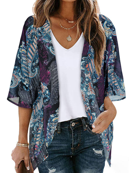 Blouses - Floral Pattern Loose Chiffon Casual Blouse - MsDressly