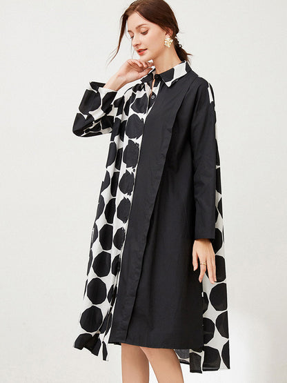 Plus Midi Dresses - Size Curve Dresses Plus Size Loose Elegant Floral Pattern Stitching Midi Dress - MsDressly