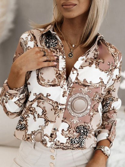 Blouses - Loose Digital Printing Breasted Blouse - MsDressly