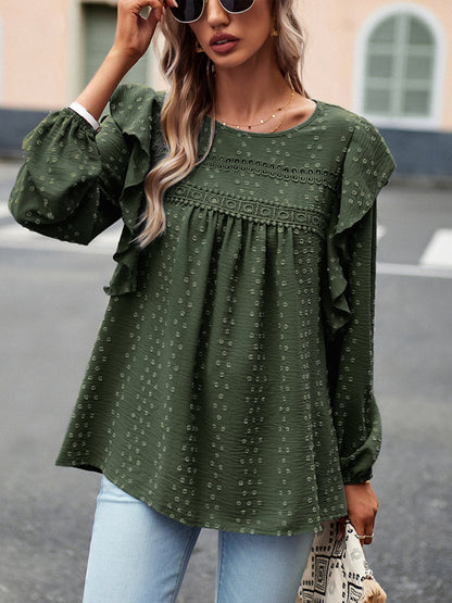 Blouses - Loose Casual Comfortable Commuting Long Round Neck Blouse - MsDressly