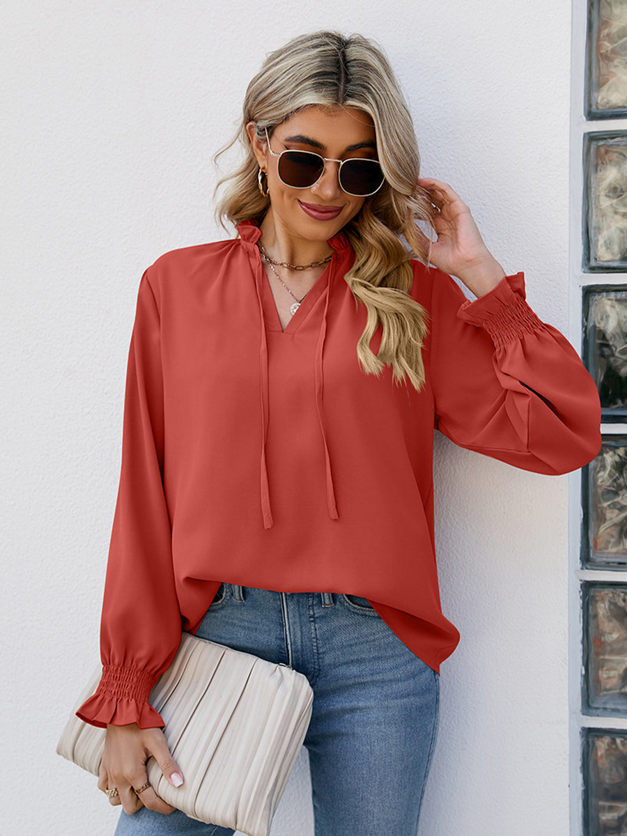 Blouses - V Neck Bandal Soft Fashionable Blouse - MsDressly
