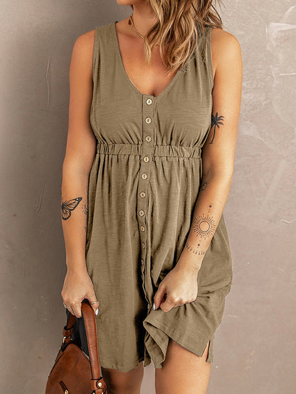 Mini Dresses - Sexy Pure Color Strapless Waist Sleeveless Mini Dress - MsDressly