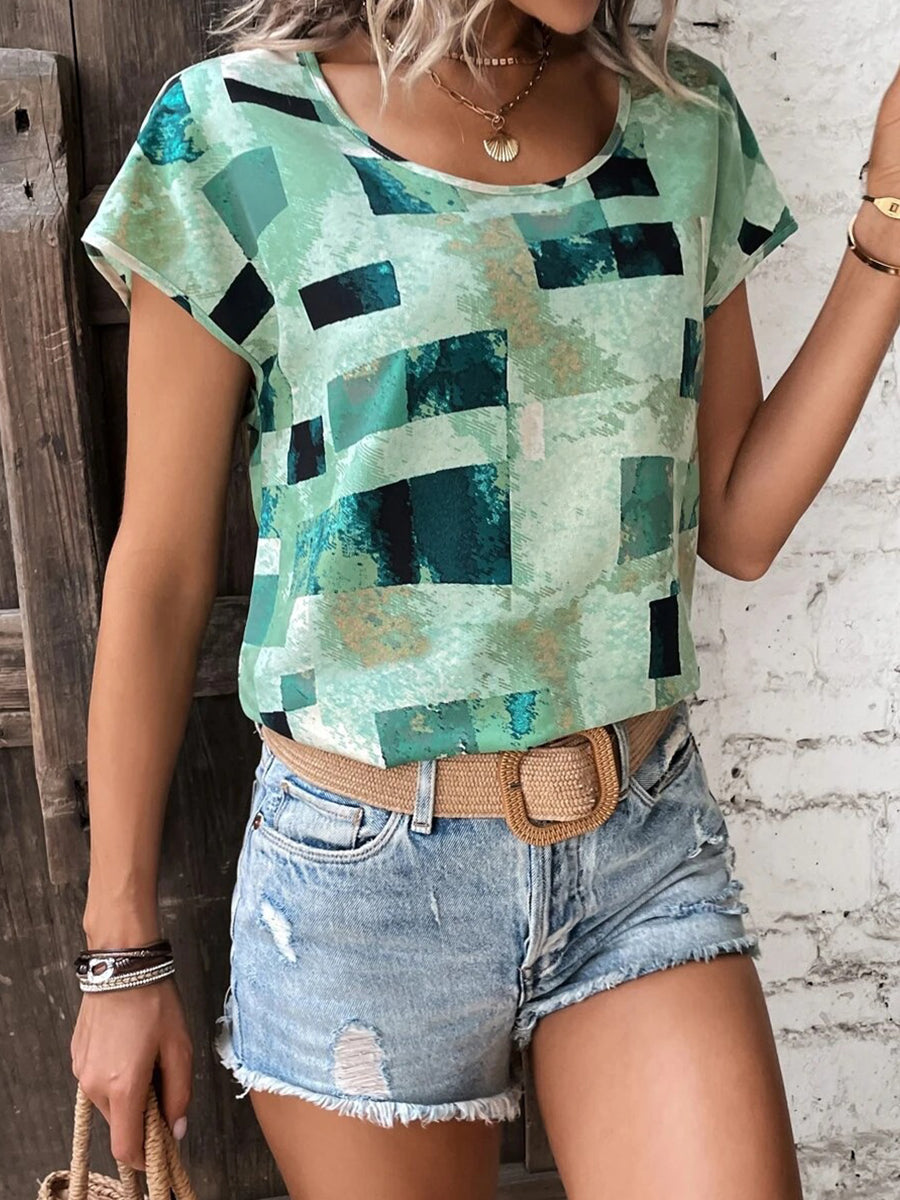 Fashion Geometric Print Loose Casual T-Shirt