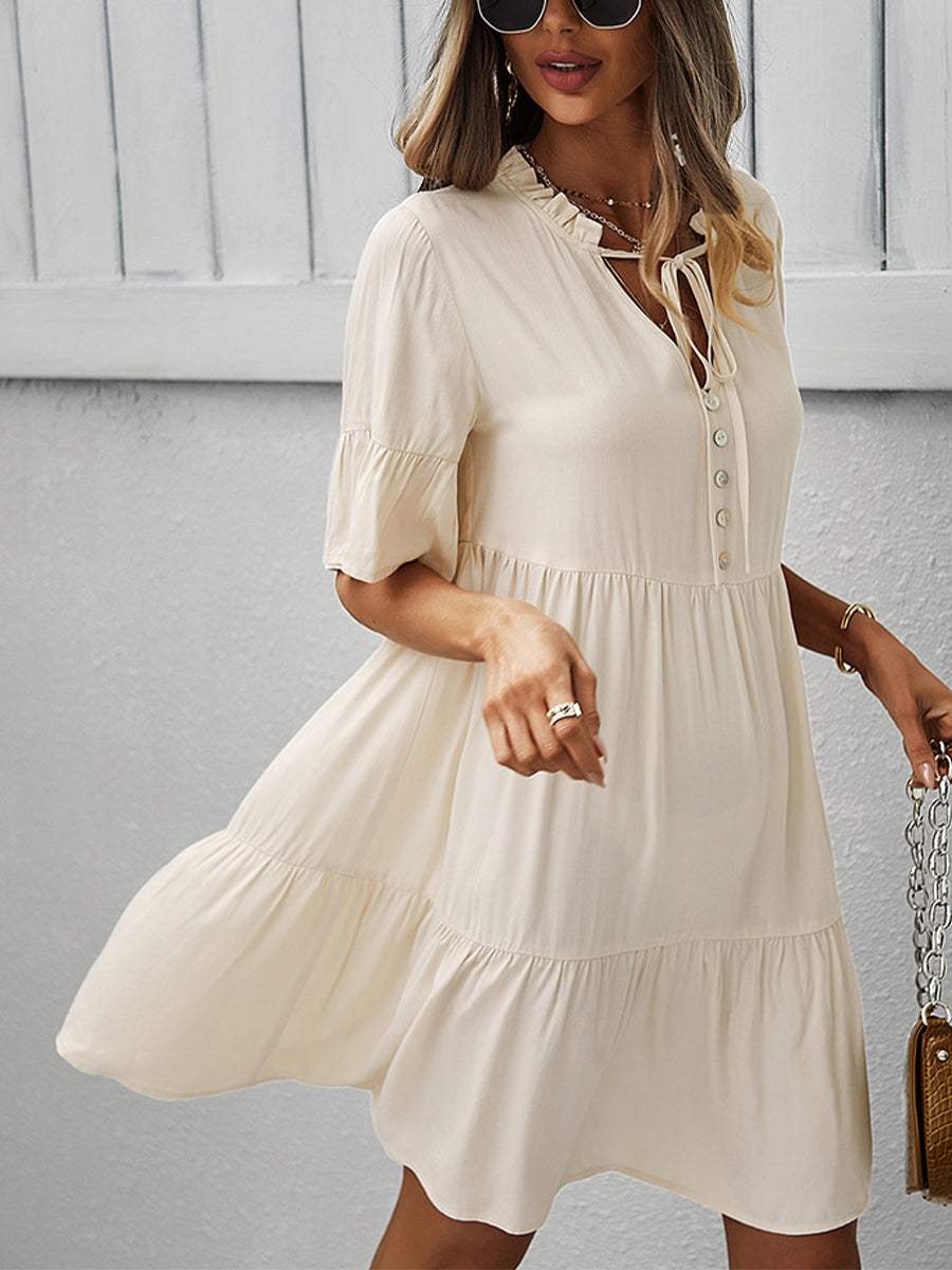 Mini Dresses - Solid Color Sexy Temperament Casual Mini Dress - MsDressly